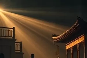 爱情电影《潮汐备忘录》封面，退潮礁石与远处灯塔